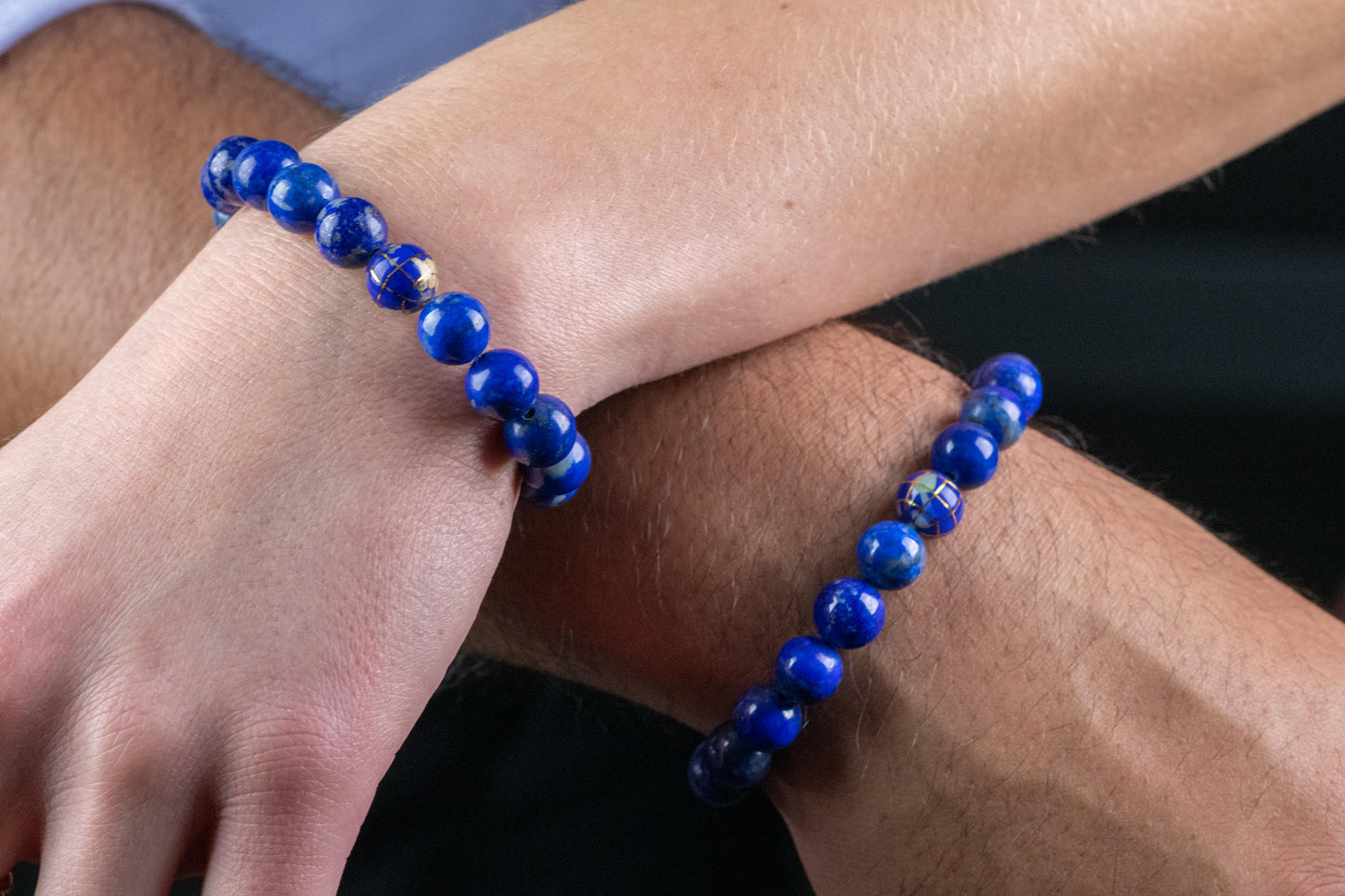 Lapis Golden Globe Stretch Bracelet