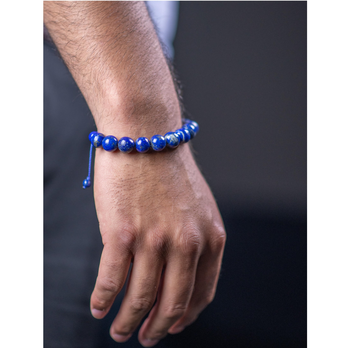 Lapis Bracelet with Hand Tied Knot