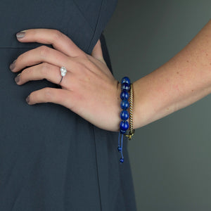 Lapis Bracelet with Hand Tied Knot